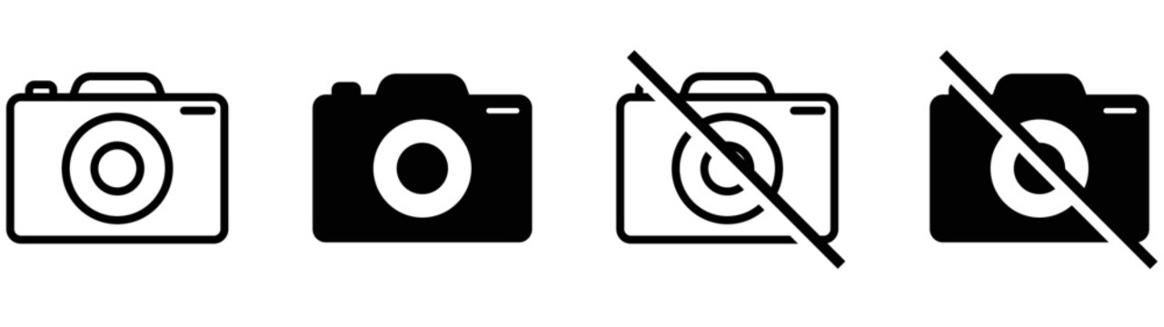 ban camera icon set. no camera icon collections symbol, vector illustration