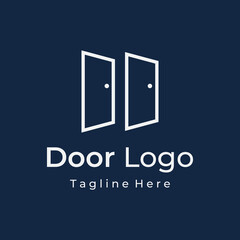 Simple open door abstract logo vector design, interior with geometric shapes or monogram.For building construction, business.property and company.