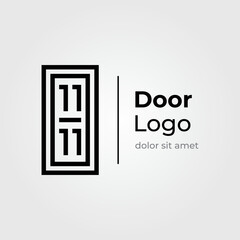 Simple open door abstract logo vector design, interior with geometric shapes or monogram.For building construction, business.property and company.