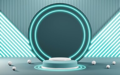 3D render of pastel template soft blue minimal background for show products