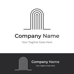 Simple open door abstract logo vector design, interior with geometric shapes or monogram.For building construction, business.property and company.