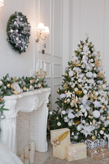 Fototapeta na wymiar Festive decoration of the room in the Christmas style