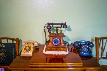 Old, retro and classic telephones which considered antique.