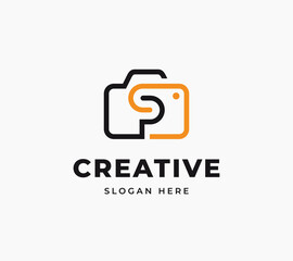 SP logo photography abstract tech frame camera group minimalist creative vector logo design