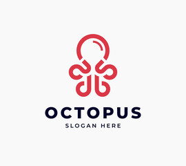 Octopus symbol animal nature tentacle ink black bold line creative vector logo design