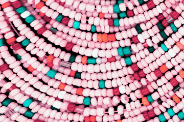 Colorful African pearls, close-up photo