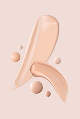 cosmetic smear foundation cream powder on a beige background