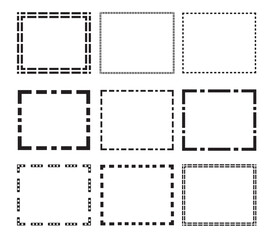 Blank Square Shaped Frame Border Vintage Design Set Illustration In Black Color