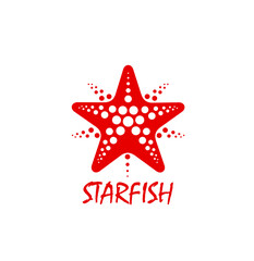 Starfish or star fish icon for brand, company or agency, vector emblem. Summer holiday travel, beach club and adventure tour icon of starfish, diving or water sport and travel agency sign of red star