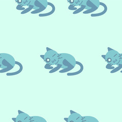 cute cat pattern flat illustration. pattern paint. seamless cute cat pattern.