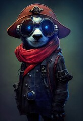 Portrait of a funny  Pirate Panda. Generative AI