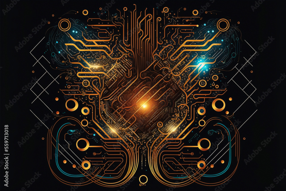 Aufkleber electronic circuit board close up. created with generative ai technology.