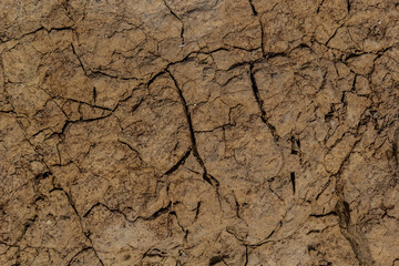 The ground has cracks in the top view for the background or graphic design with the concept of drought and death