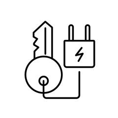 Obraz premium Digital lock symbol. Cyber security. Network electronic key. Vector line. Editable outline stroke.