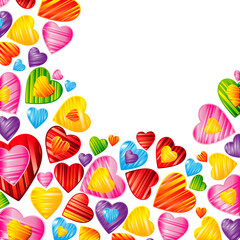 Valentine's day background with striped pattern hearts , design illustration.