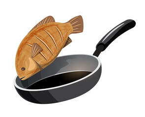 fried fish in frying pan