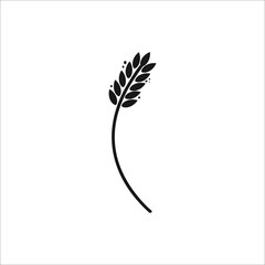 Wheat ears. Barley or rice black silhouette, beer or bakery logo isolated elements, organic farm elements for label and emblem, bread packaging, decorative objects, ripe spikelets, vector illustration