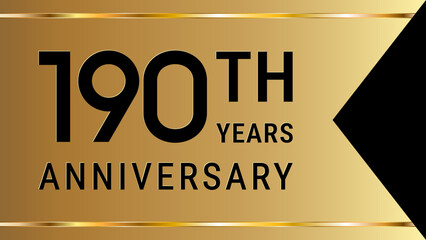 190th Anniversary. Anniversary template design with golden text and ribbon for birthday celebration event. Vector Template Illustration