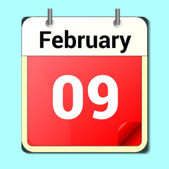 day on the calendar, vector image format, February 9