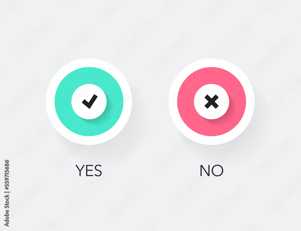 Aufkleber Flat design of yes or no voting buttons. Simple marks graphic design for web or presentation.
