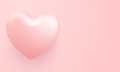 Love Happy Valentine's day background illustration. Beautiful pink background with realistic big heart