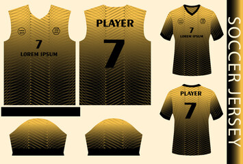 Soccer jersey design template for sublimation printing with sewing pattern and mockup