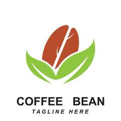 coffee bean logo vector with slogan template