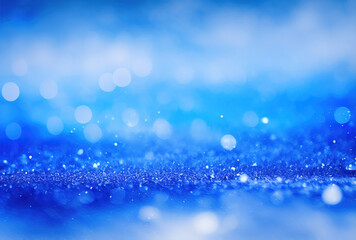 Fototapeta premium Close-up of blue snow with lots of snowflakes