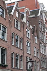 Amsterdam Bakkersstraat Street Historic Brick House Facades View, Netherlands