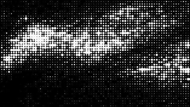Halftone dot seamless animated background. Grunge animation. Comic dotted texture. Dust distressed black white overlay. Memphis design. Pop art modern urban style. Fashion pattern.