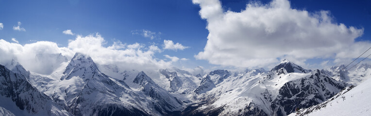 Fototapeta na wymiar Panorama Mountains. Ski resort.