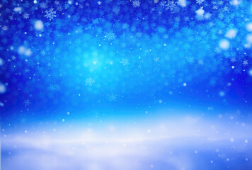 Close-up of blue snow with lots of snowflakes