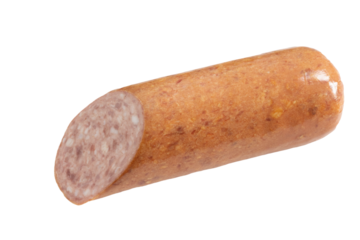 saucisson à l'ail sur fond blanc	