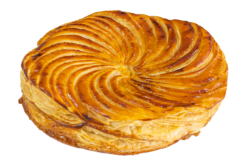 galette des rois, en gros plan, isolé sur un fond blanc