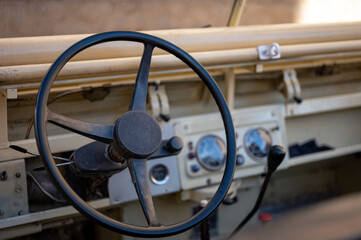 Detail of the interior of an old  SUV series convertible