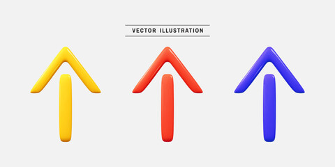 Colorful arrows 3d icon set. realistic design elements collection. vector illustration in cartoon minimal style