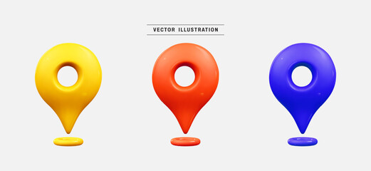 Map location pin pointer 3d icon render. realistic design elements collection. vector illustration in cartoon minimal style