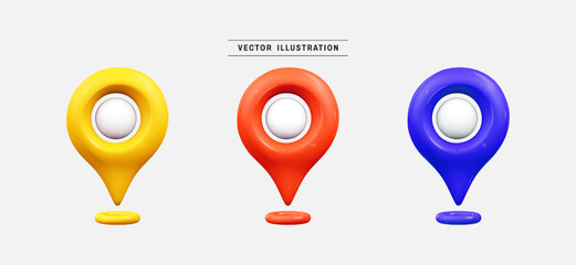 Map location pin pointer 3d icon render. realistic design elements collection. vector illustration in cartoon minimal style