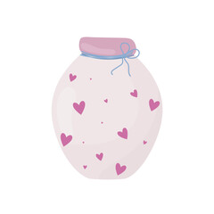 glass jar with little hearts