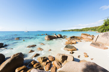 Fototapeta na wymiar Anse Lazio beach in the Seychelles