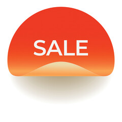 Sale promotional sticker. Orange with shadows. Vector illustration