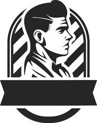 Logo depicting a brutal and stylish man. Can become a simple yet powerful design element for a barbershop or salon.