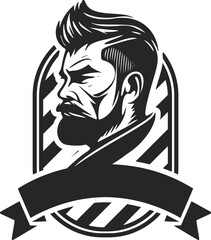 Logo depicting a stylish and brutal man. Can become a simple yet powerful design element for a barbershop or salon.