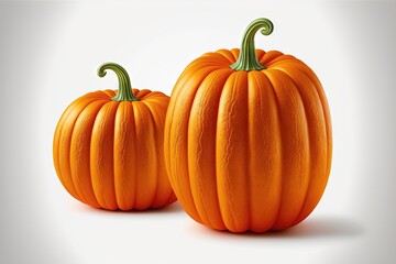 Obraz premium 2 citrouilles oranges pour halloween, thanksgiving, cuisine