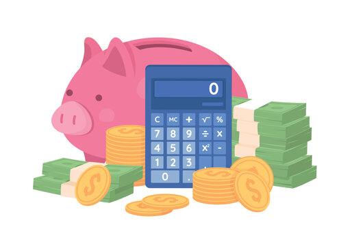 Control personal finance semi flat color vector objects. Editable elements. Items on white. Budget optimization. Wealth growth simple cartoon style illustration for web graphic design and animation