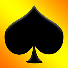 Pik, Spielkartensymbol in einer 3D-Illustraion