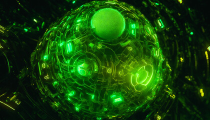 Obraz premium An abstract computer virus, bursting with colorful lights and effects, captures the complex and dangerous nature of this digital threat. Generative AI