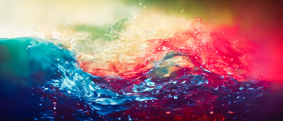 Splash colorful fresh drop in water - Close Up. Generative AI