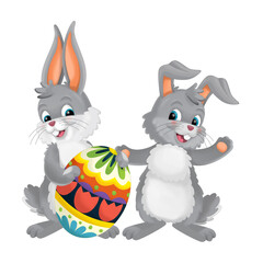 cartoons easter bunnies eggs isolated illustration