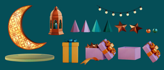 3D Islamic holiday decorations set
